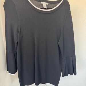 H&M Black Blouse with White Trim